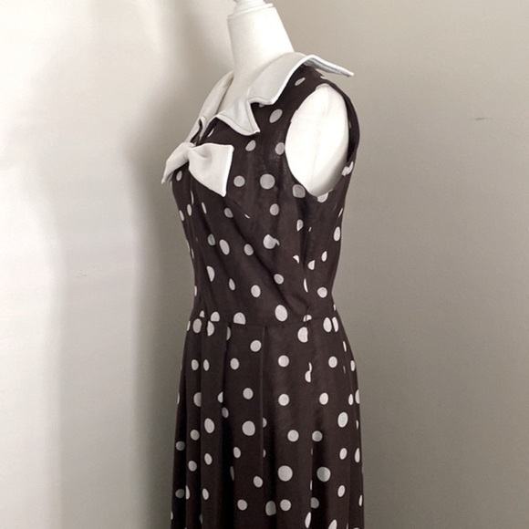Vintage 70’s chocolate brown white polka dot maxi dress - Picture 6 of 11